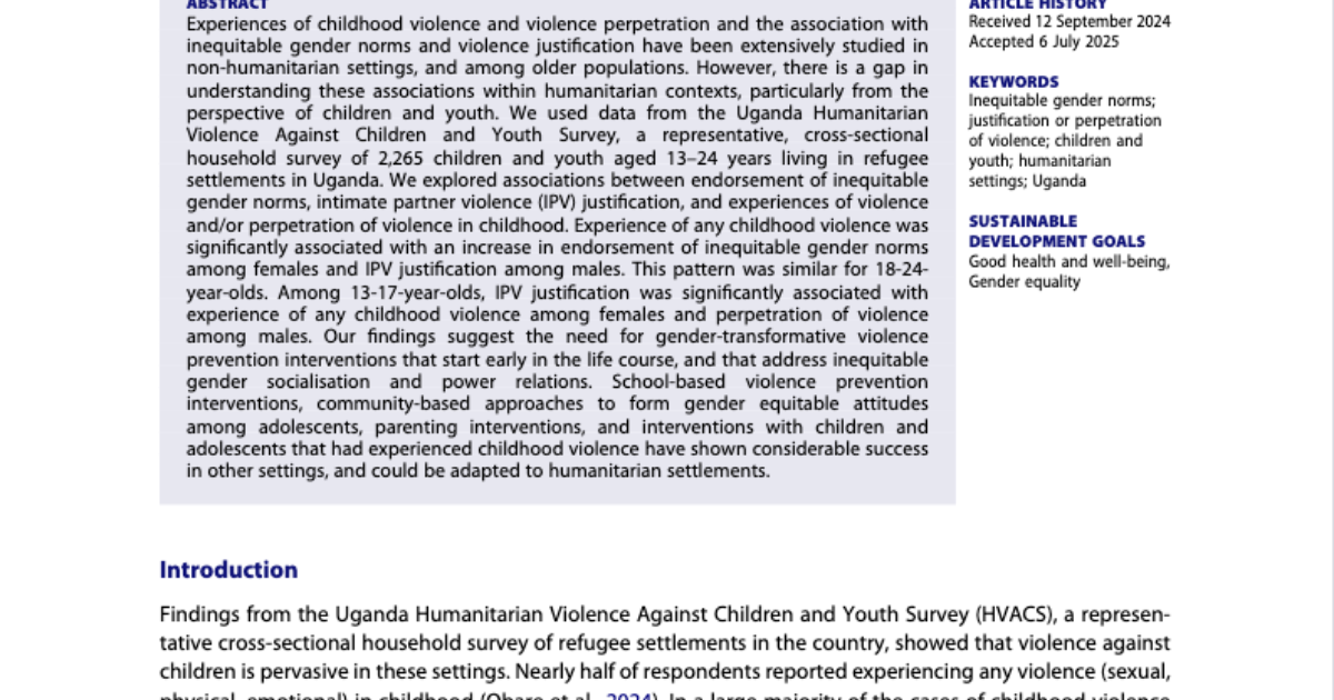 Experiences of childhood violence and violence perpetration and the…